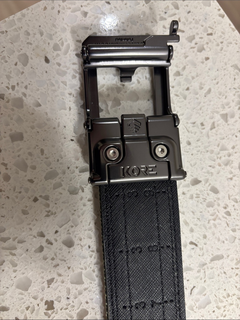 Men's Olive Webbing Belt with Gunmetal Slide Buckle - Picture 3 of 5